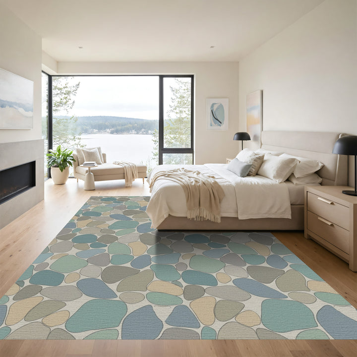 Coastal Pebble Patchwork Arrangement Rug