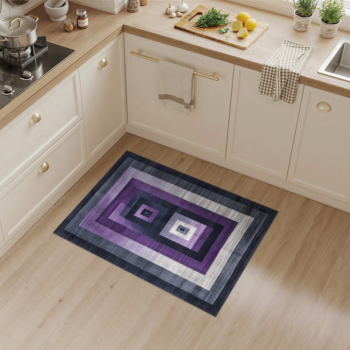 Purple Concentric Geometric Rug