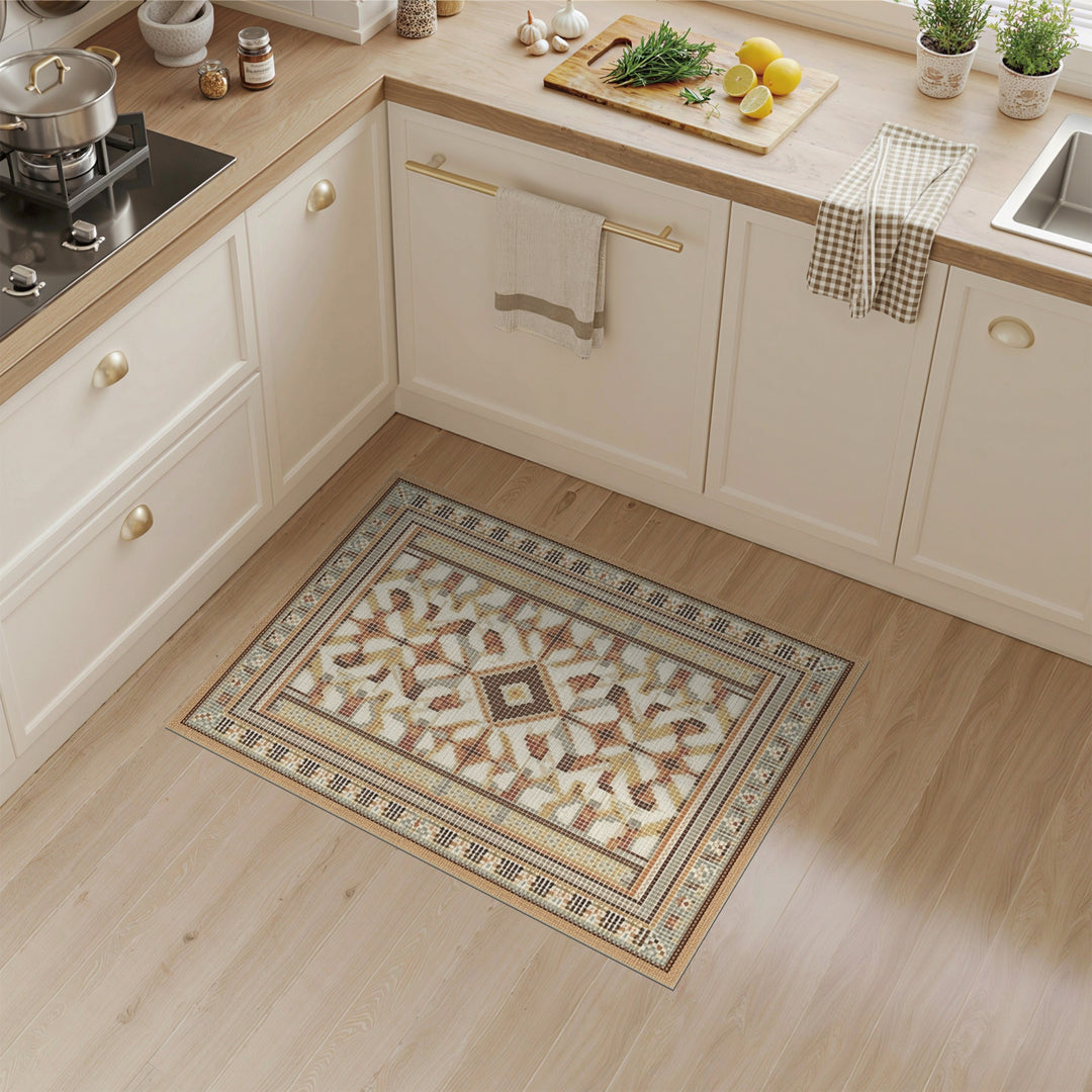 Heritage Tribal Brown Tan Mosaic Area Rug