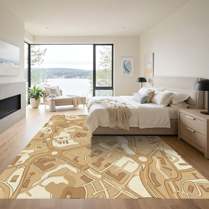 Vintage City Map Topographic Abstract Rug