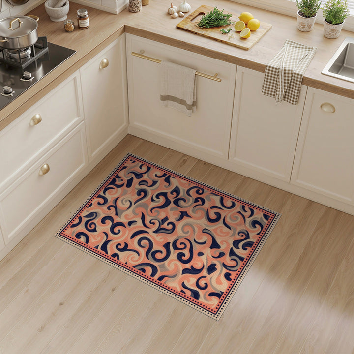Orange Swirl Abstract Area Rug