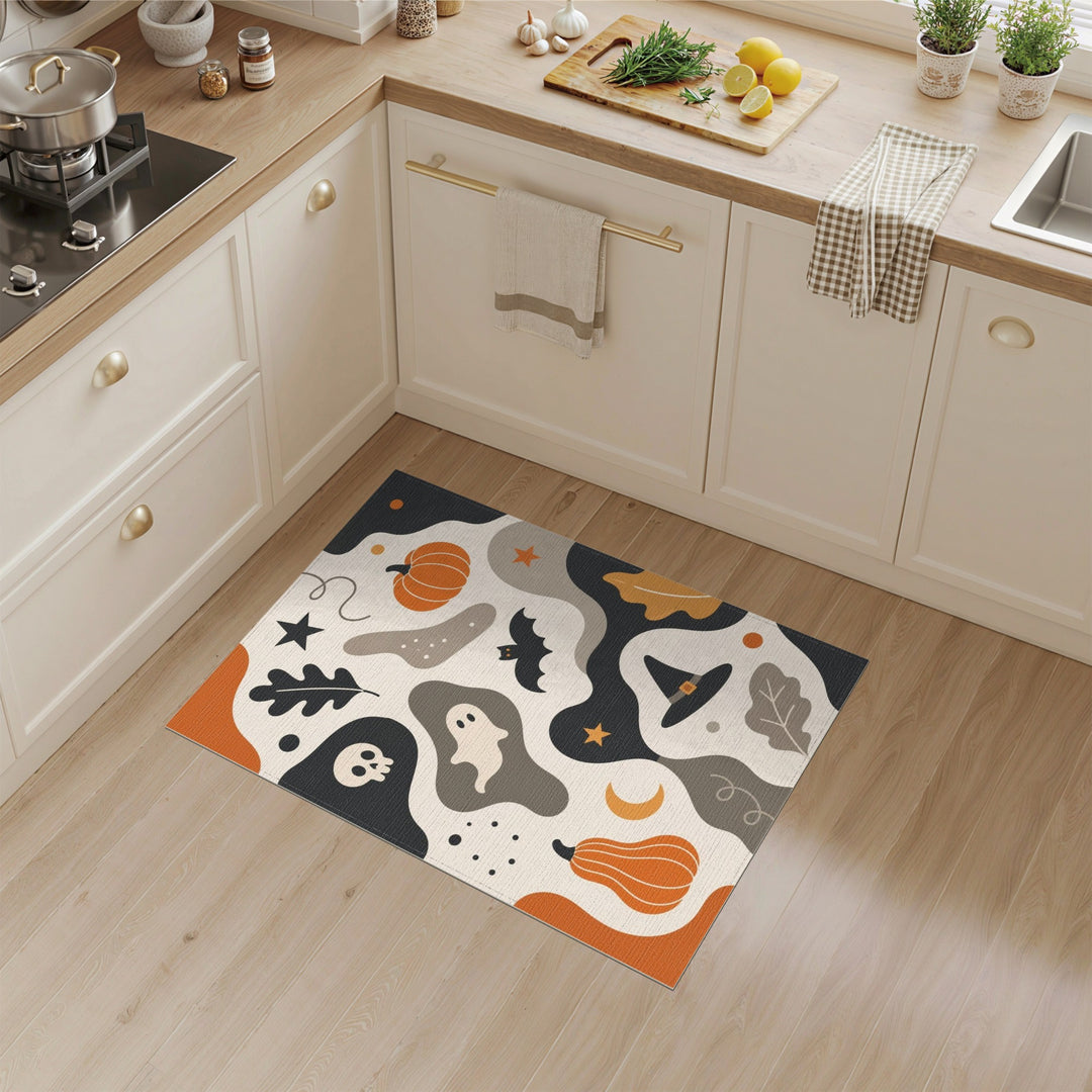 Halloween Abstract Area Rug with Pumpkins