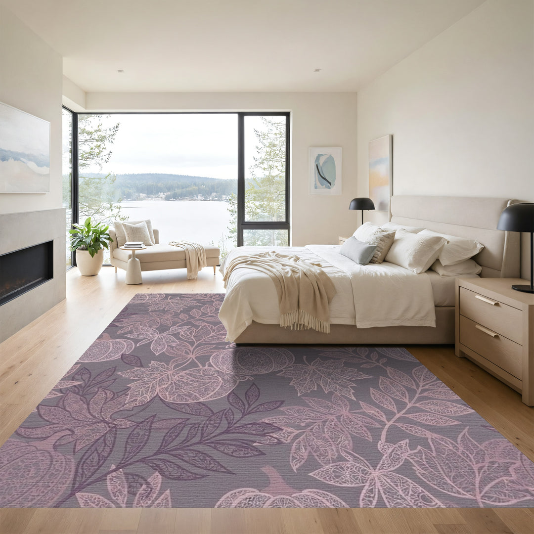 Lavender Pumpkin Leaf Lace Medallion Rug