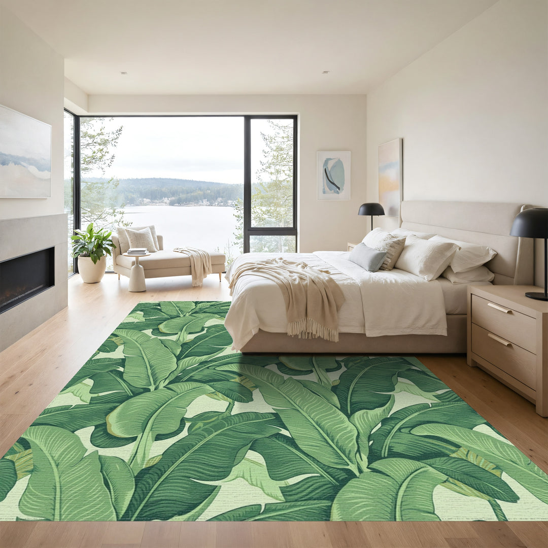Verdant Banana Leaf Garland Rug