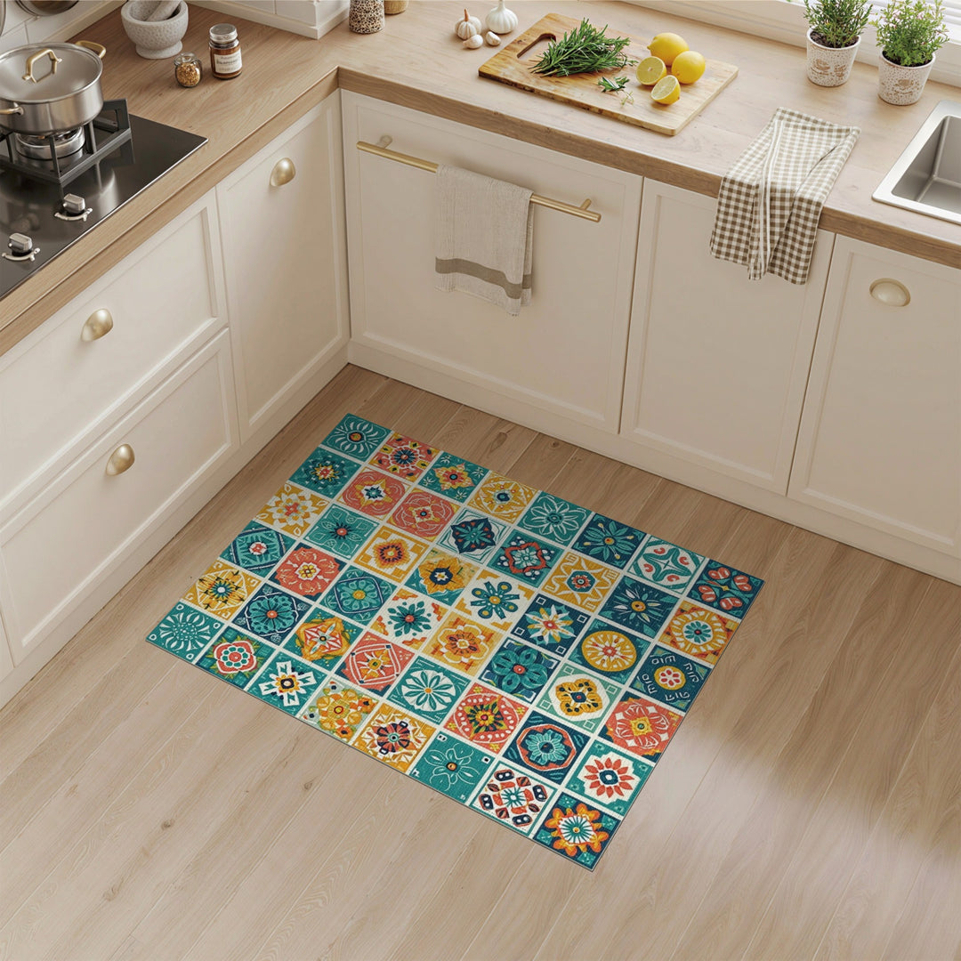 Multi-color and Patterns Vibrant Geometric Tile Area Rug