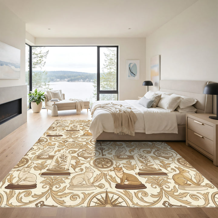 Golden Brown Woodland Creature Steampunk Accents Rug