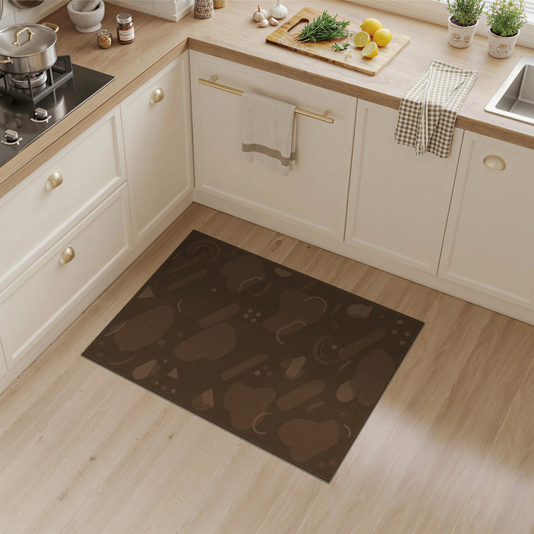 Brown and Tan Brown Abstract Washable Area Rug