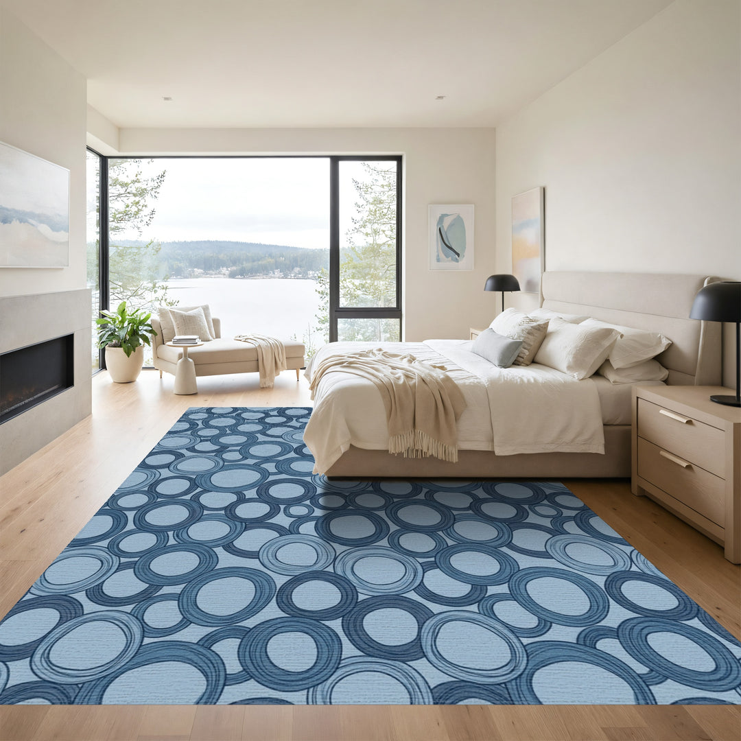 Blue Irregular Circles Arrangement Rug