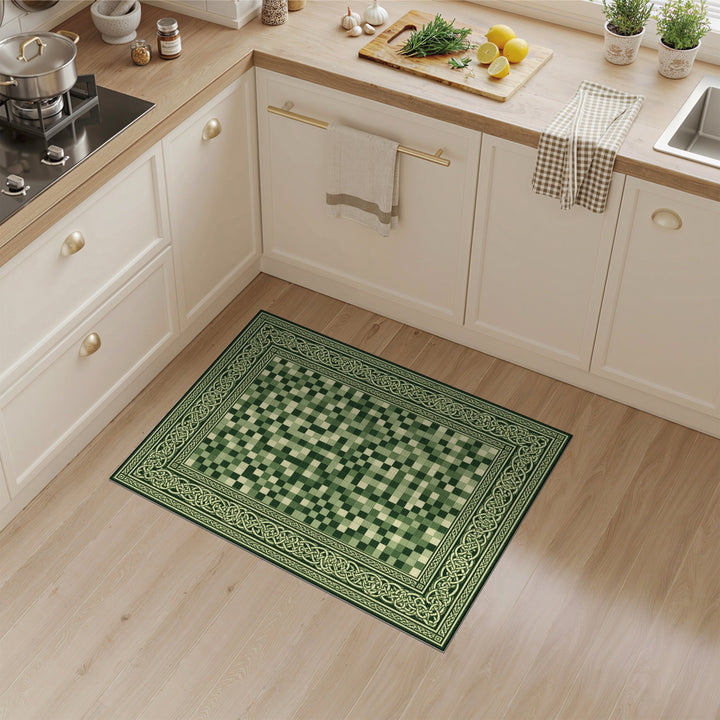 Green Celtic Knot Border Area Rug