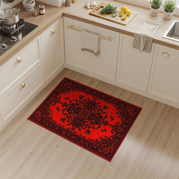 Red Persian Floral Medallion Area Rug
