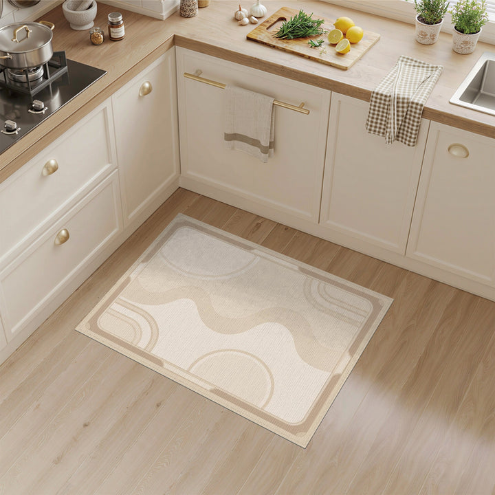 Beige and Neutral Wave Beige Neutral Abstract Wave Area Rug