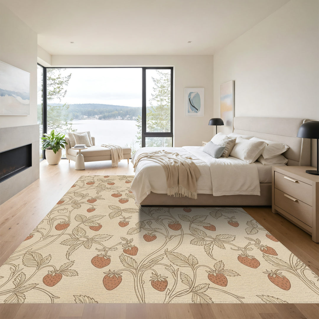 Vintage Strawberry Vine Botanical Rug