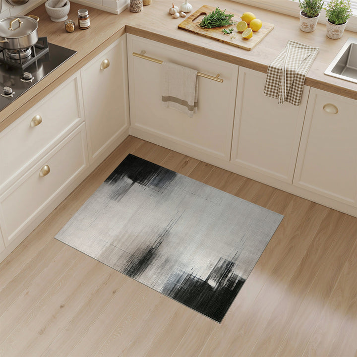 Abstract Area Abstract Black White Area Rug