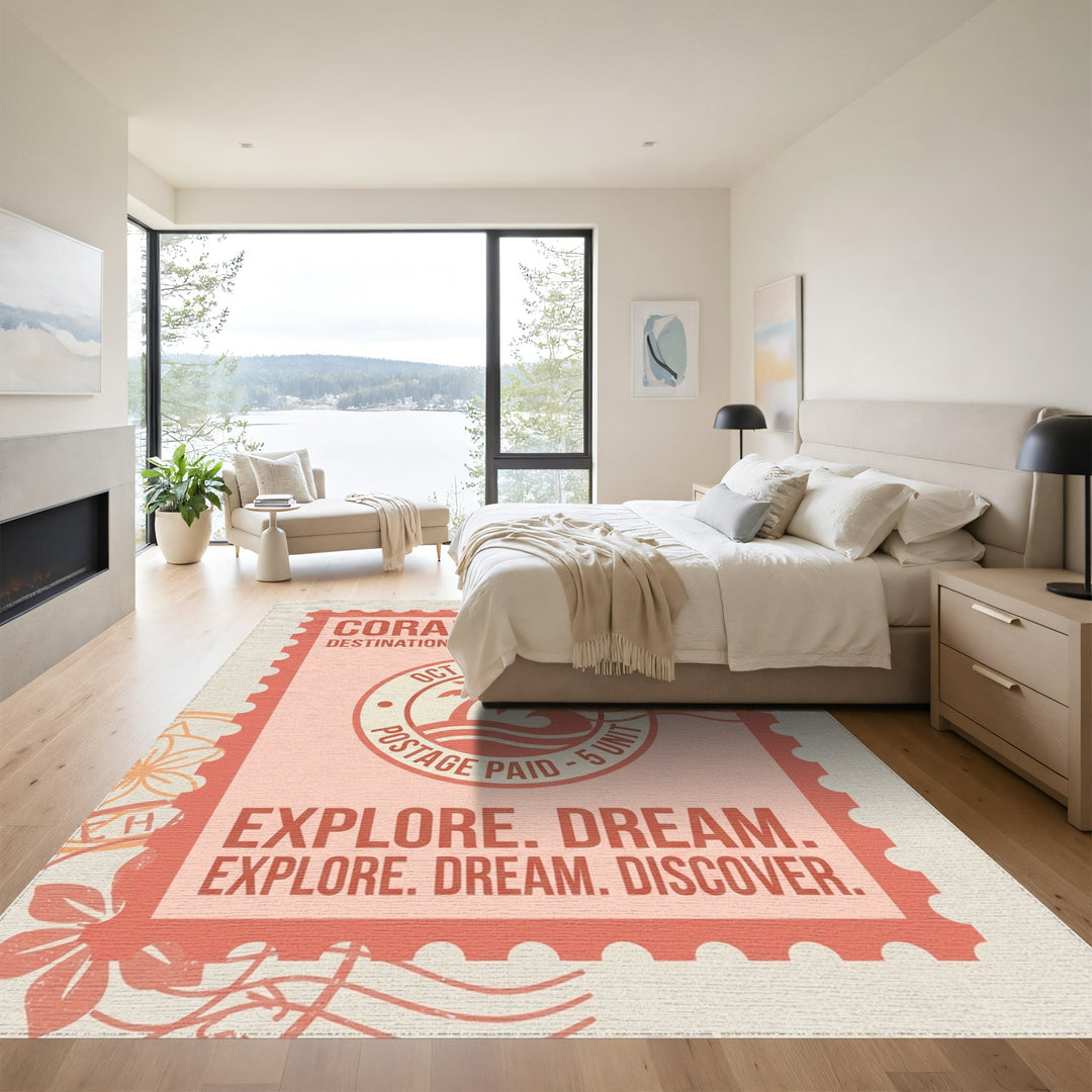 Coral Voyage Tropical Beach Stamp Rug