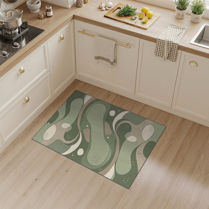 Organic Flow Green Abstract Area Rug