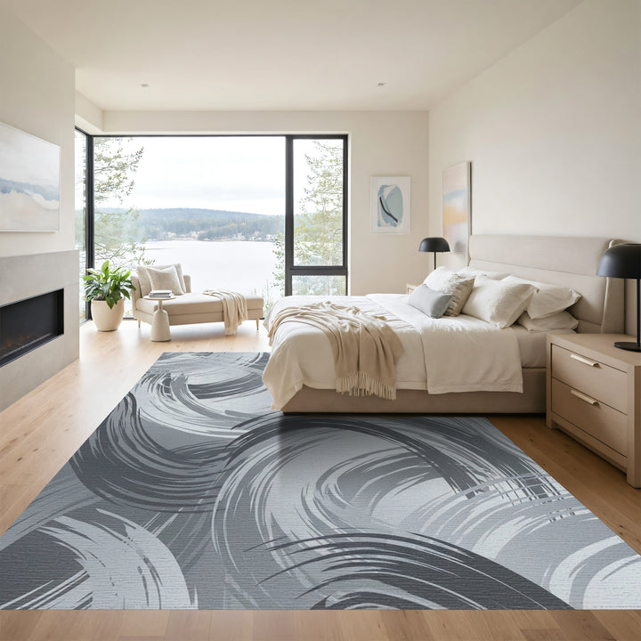 Shaded Swirl Brush Strokes Rug