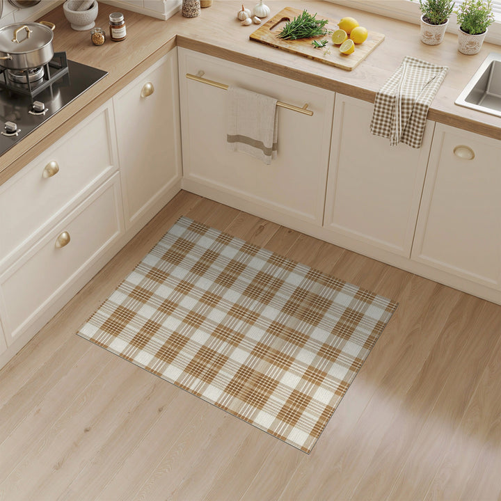 Brown Plaid Check Area Rug