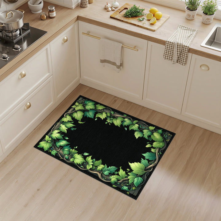 Green Ivy Leaf Border Area Rug