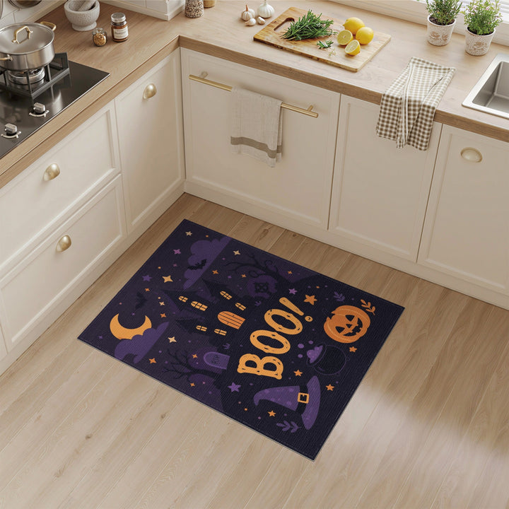 Boo Halloween Haunted House Kids Area Rug