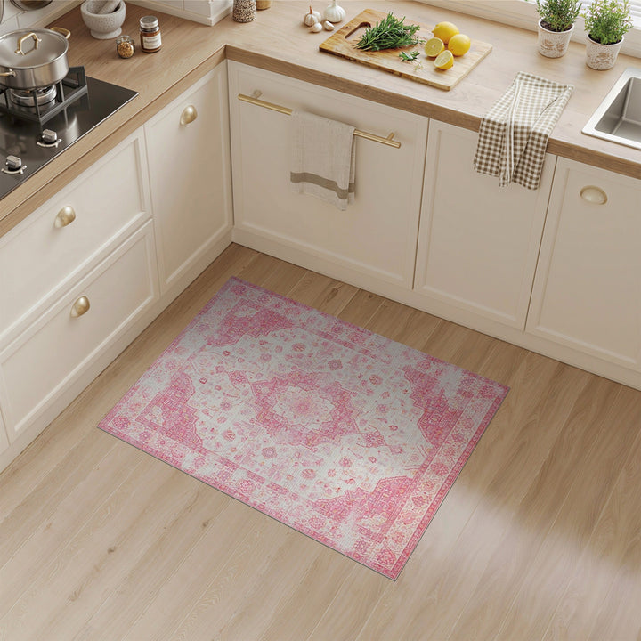 Pink Distressed Vintage Area Rug