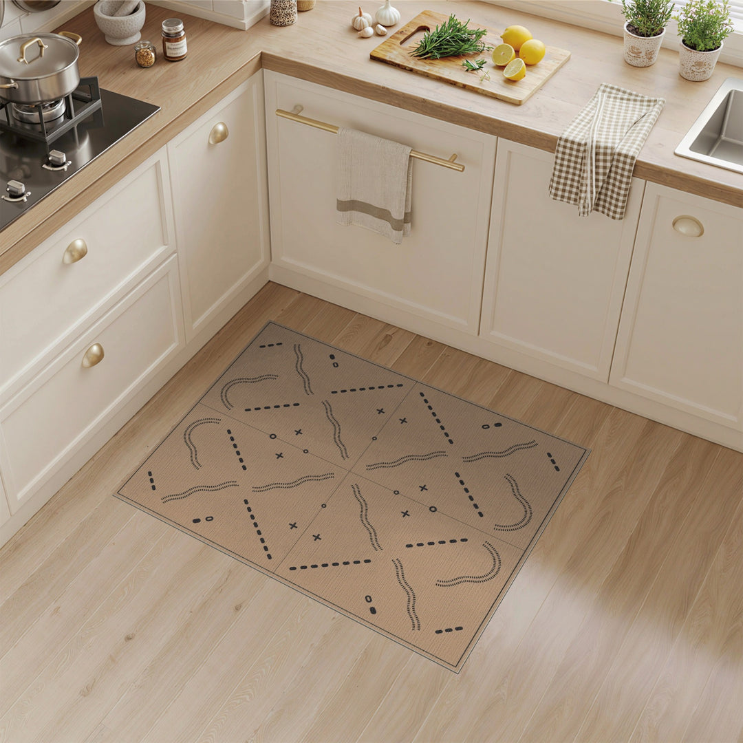 Brown Geometric Washable Area Rug