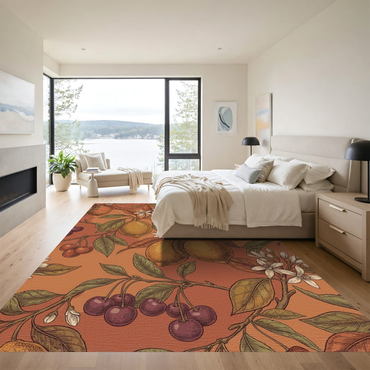 Warm Citrus Cherry Blossom Branch Rug