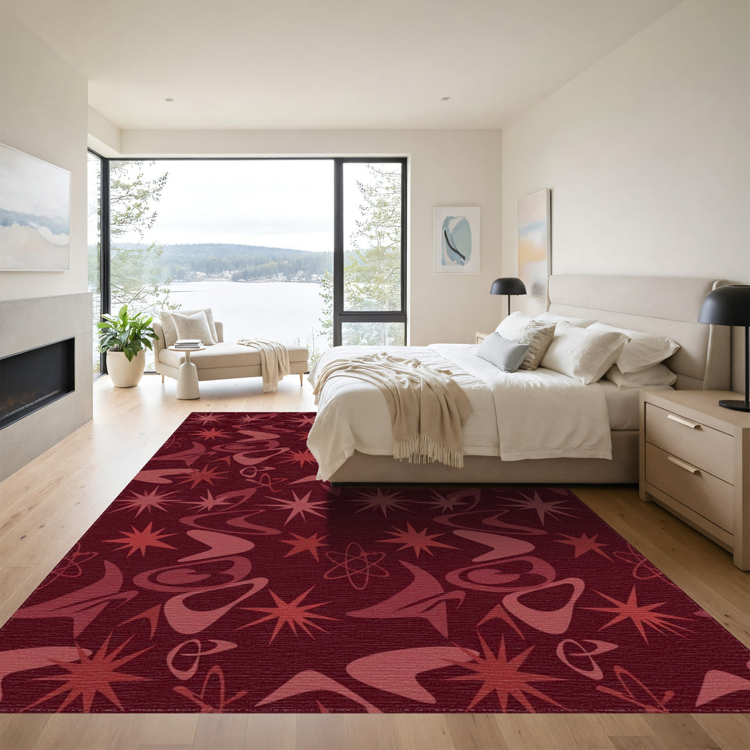 Retro Starburst Atomic Swirl Rug