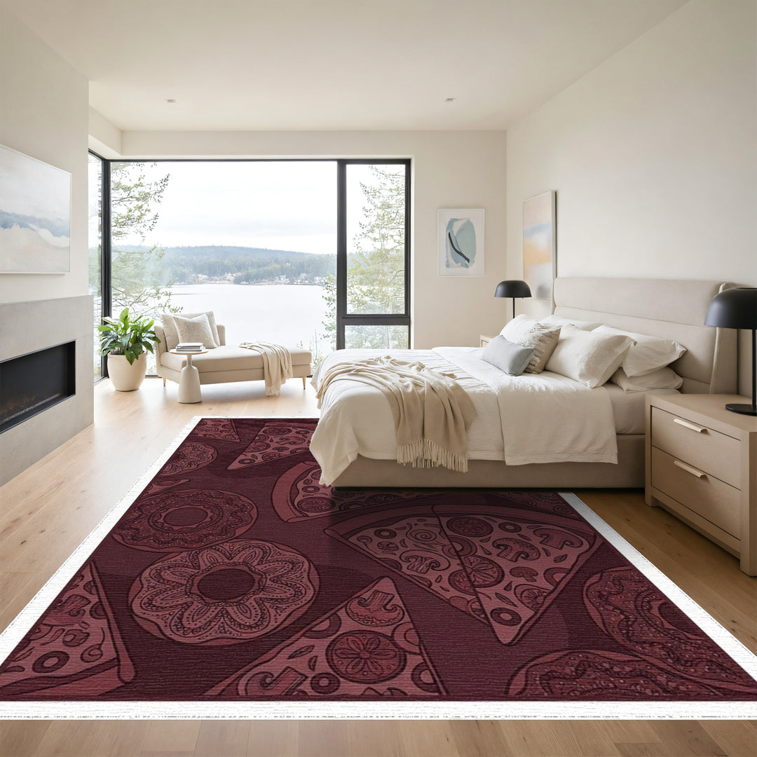 Dark Brown Pizza Donut Food Art Rug