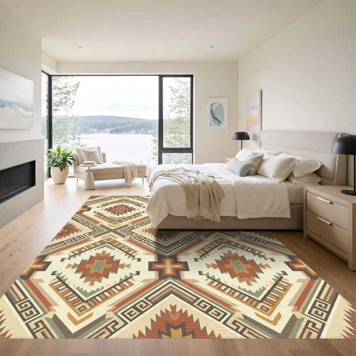Earthy Southwest Diamond Geometric Rug
