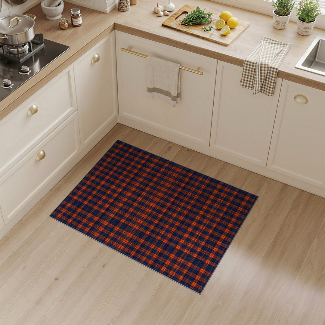 Navy and Orange Plaid Area Rug
