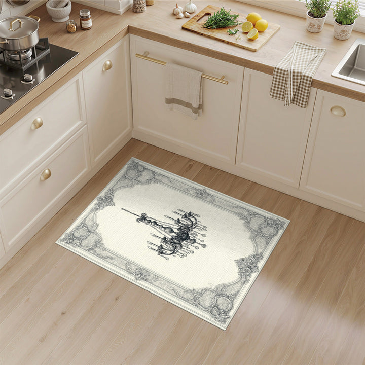 Black White Chandelier Vintage Area Rug