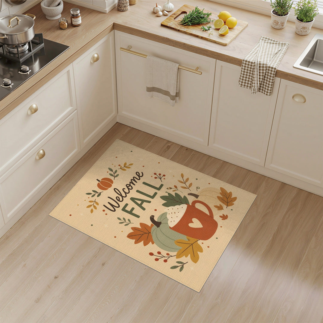 Welcome Fall Pumpkin Mug Area Rug