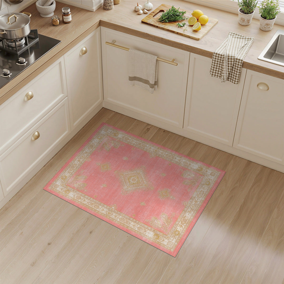 Pink Distressed Vintage Area Rug