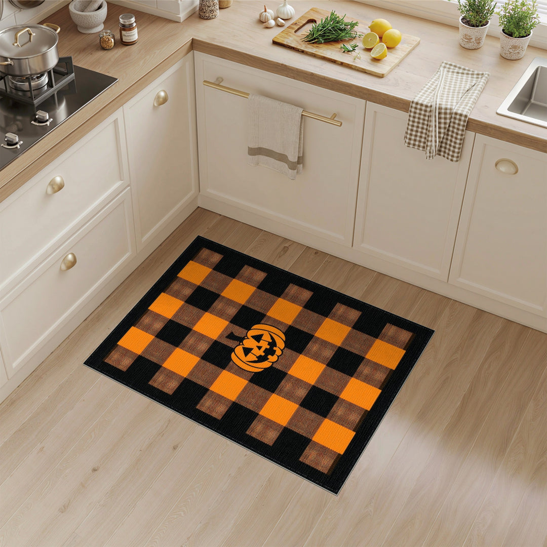 Orange Buffalo Check Pumpkin Area Rug