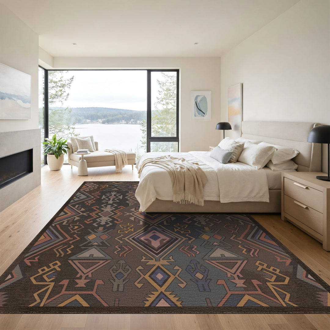 Earthy Geometric Tribal Diamond Rug
