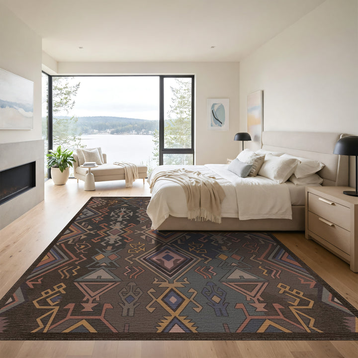 Earthy Geometric Tribal Diamond Rug