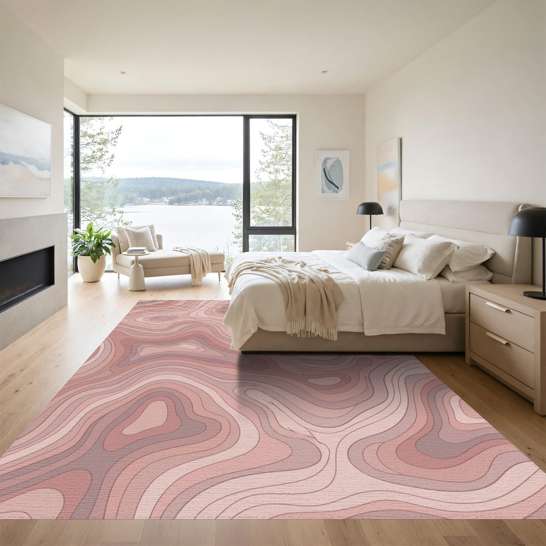 Blush Contour Topographic Waves Rug