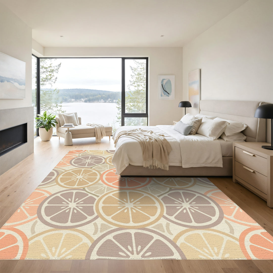 Retro Citrus Slices Arrangement Rug