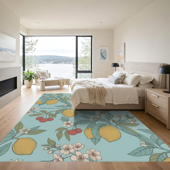 Vintage Yellow Lemon Cherry Blossom Rug