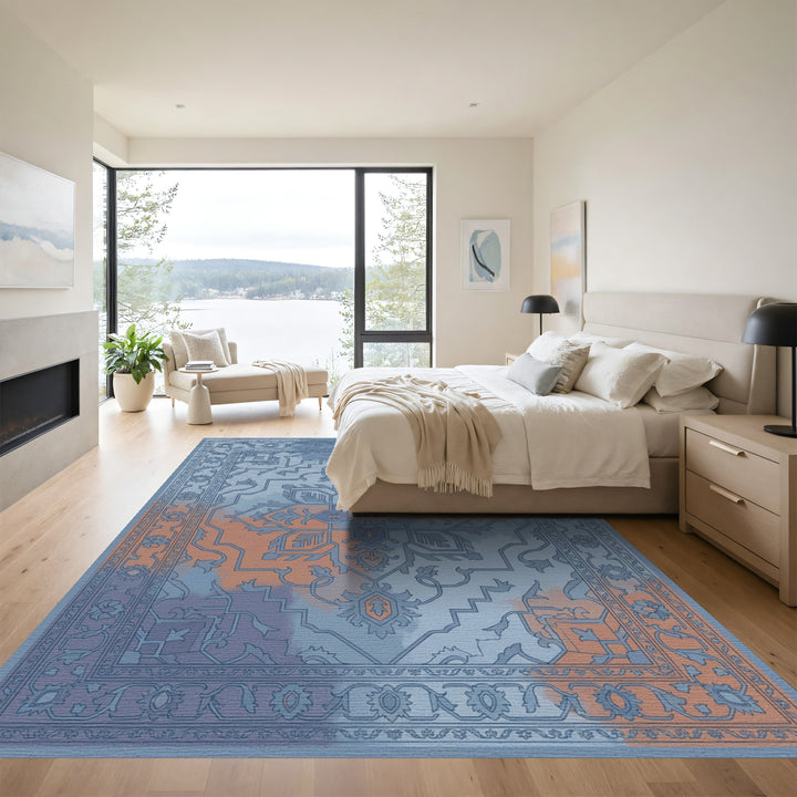 Ornate Blue Terracotta Medallion Rug