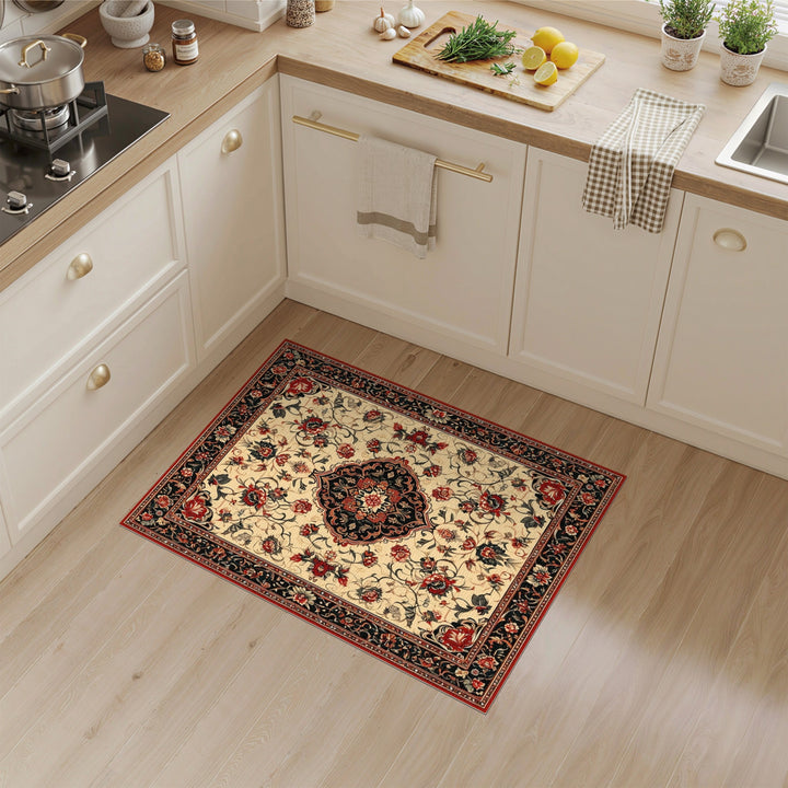 Red Floral Persian Medallion Traditional Persian Area Rug