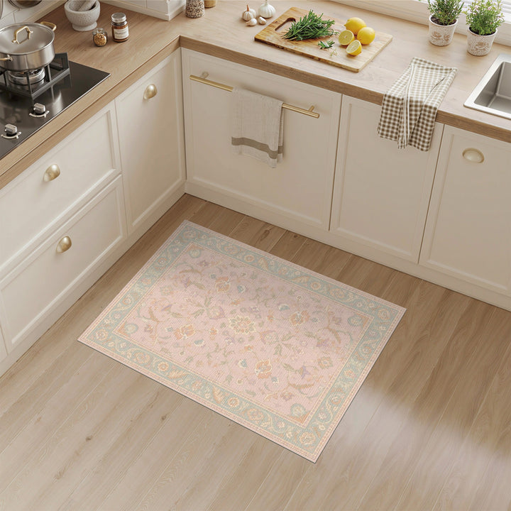 Pink Floral Vintage Area Rug