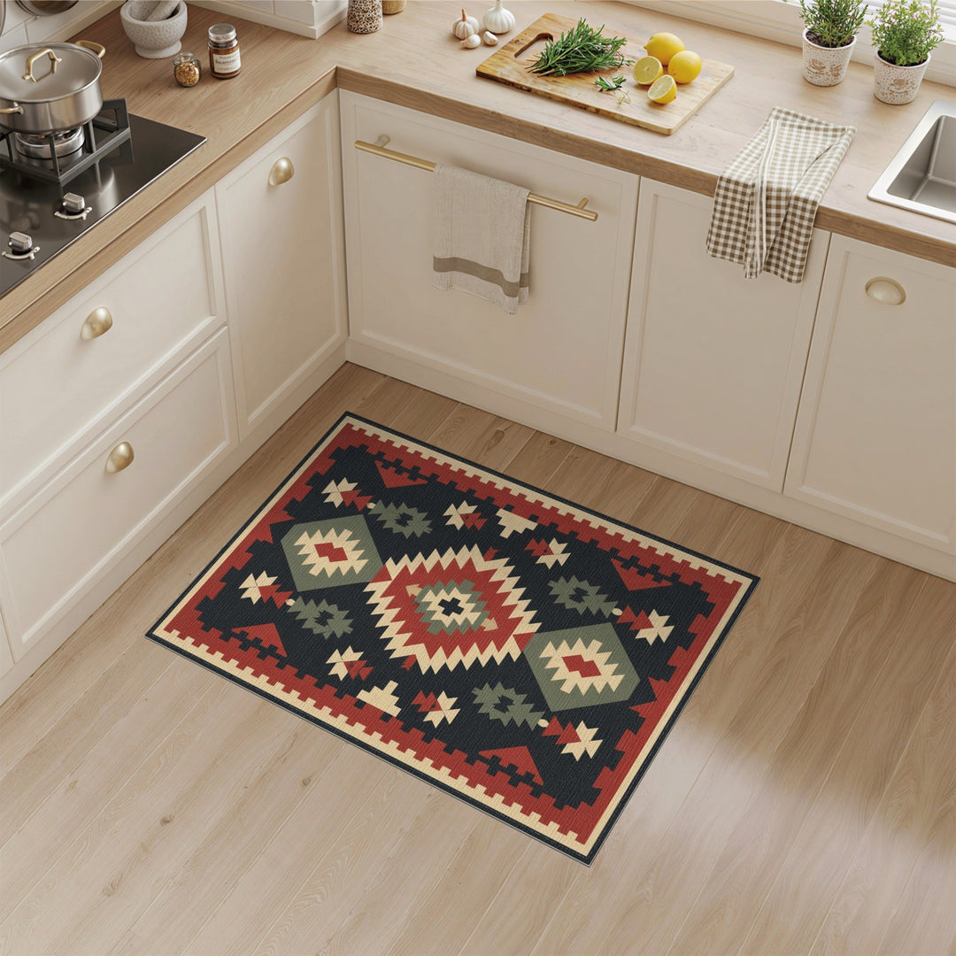 Multi-color and Patterns Red Tribal Geometric Area Rug