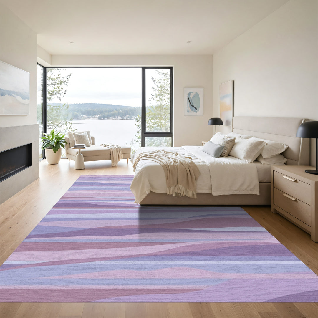 Lavender Hues Wavy Stripe Art Rug