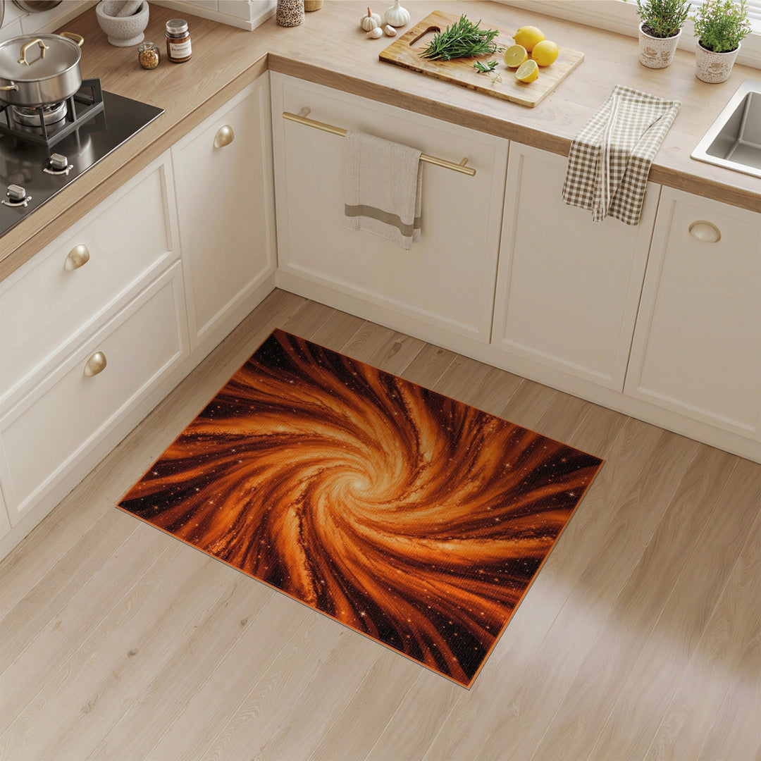Orange Cosmic Swirl Area Rug
