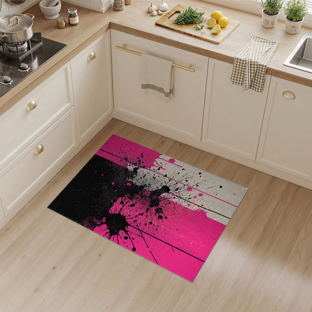 Pink Abstract Splatter Area Rug