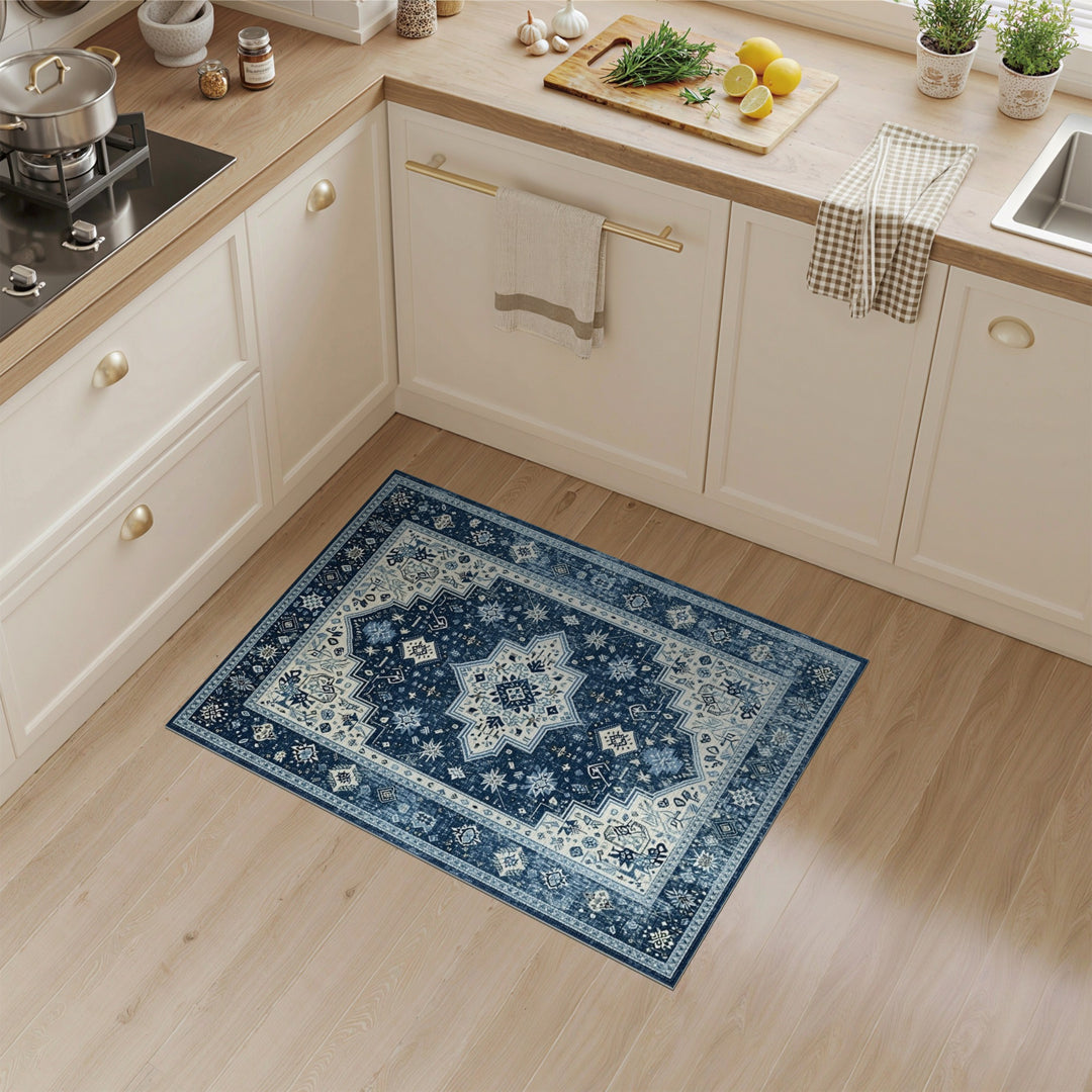 Navy Blue Traditional Persian Area Rug