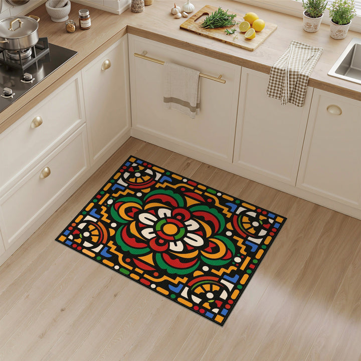 Vibrant Multi-Color Geometric Medallion Area Rug