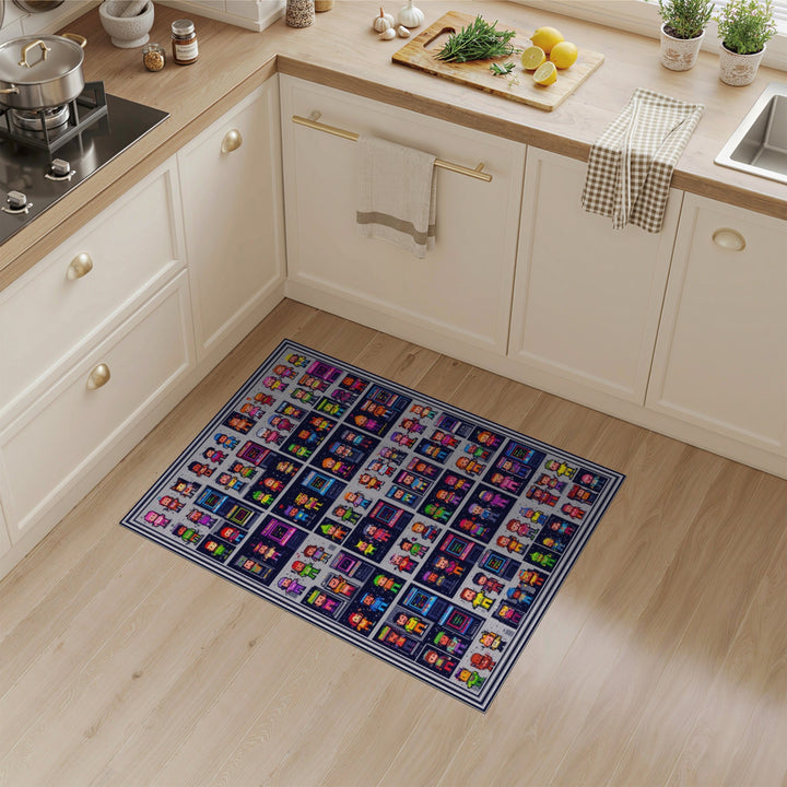 Retro Pixel Arcade Multi-Color Kids Rug