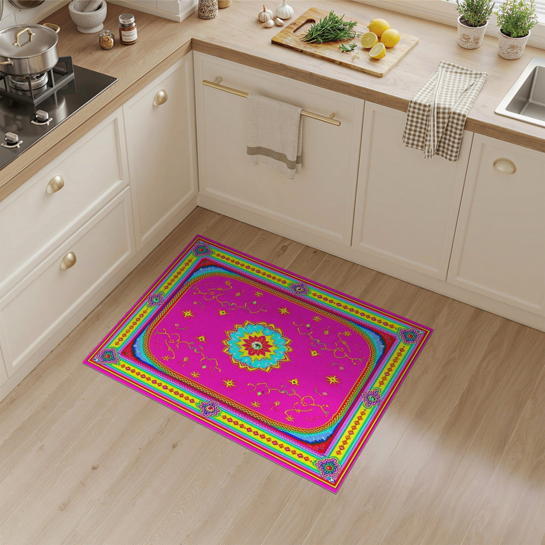 Pink Eye Mandala Boho Chic Area Rug